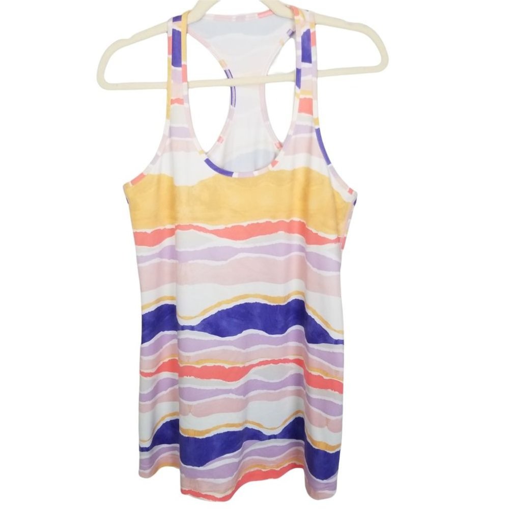 Lulumelon Womens Multicolor Racerback Tank Top Athletic Scoop Neck Sleeveless